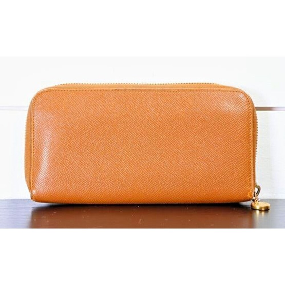 Authentic Bvlgari Vintage Brown Leather Zip-Around Long Wallet